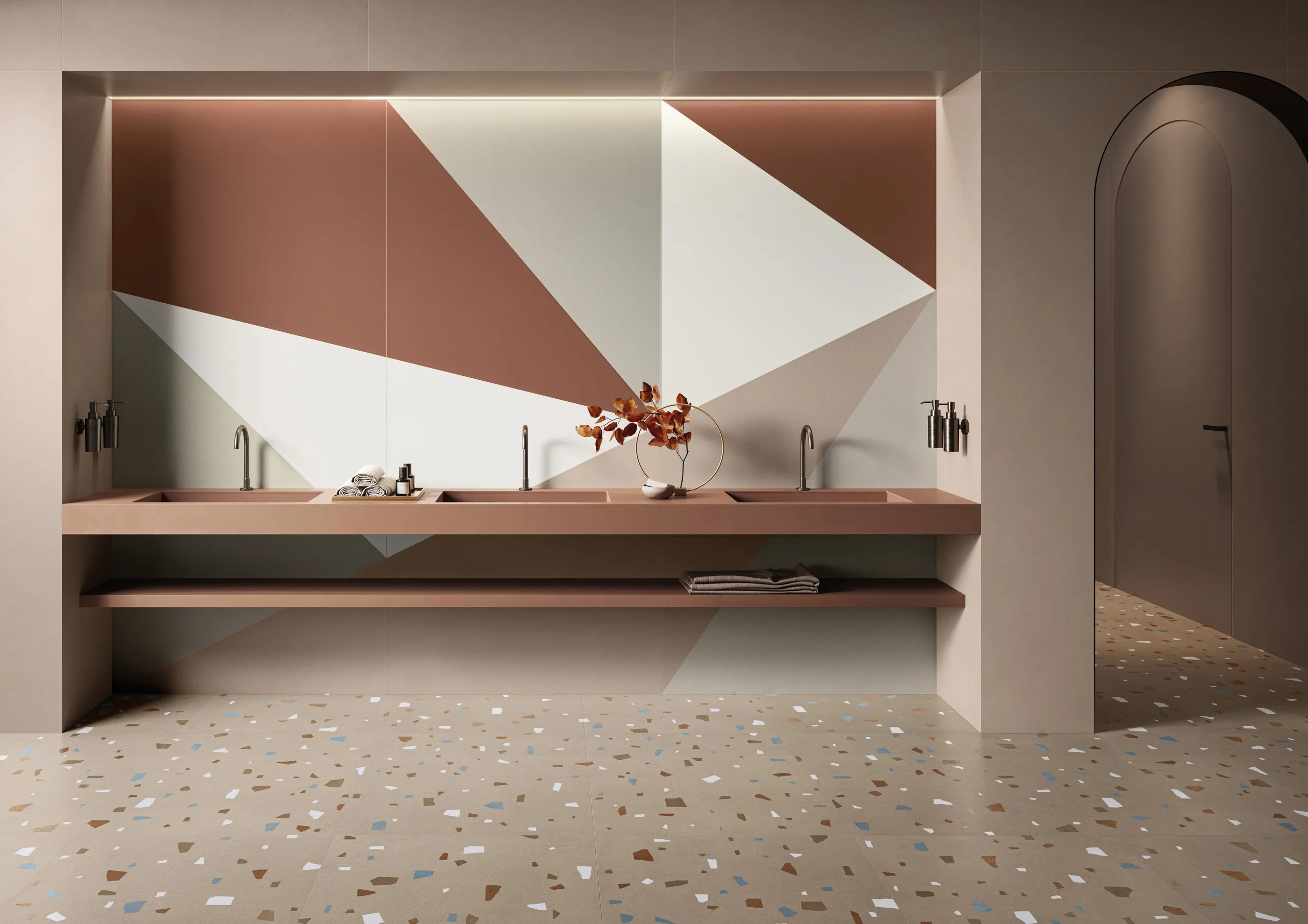 Salle de bain contemporaine en grès cérame Italgraniti — grand format